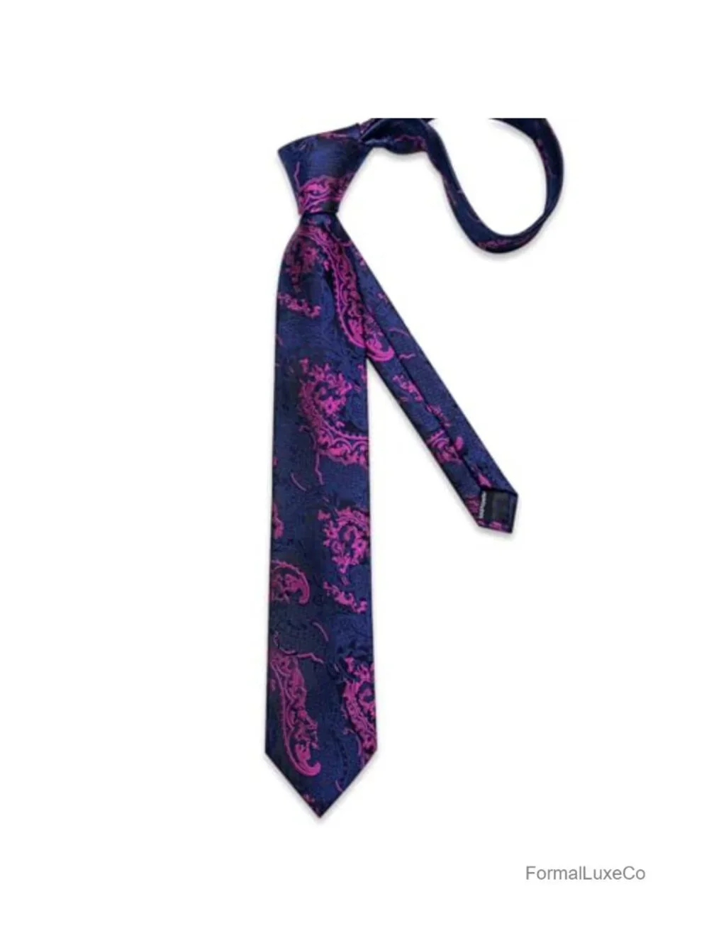 Silk Men's Tie Set with Paisley Necktie, Pocket Square & Cufflinks Formal